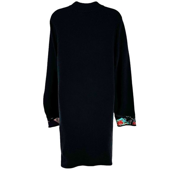 Koos of Course Black Silk/Wool Quilted Artsy Long Duster Cardigan Size L Sweater - Picture 5 of 6